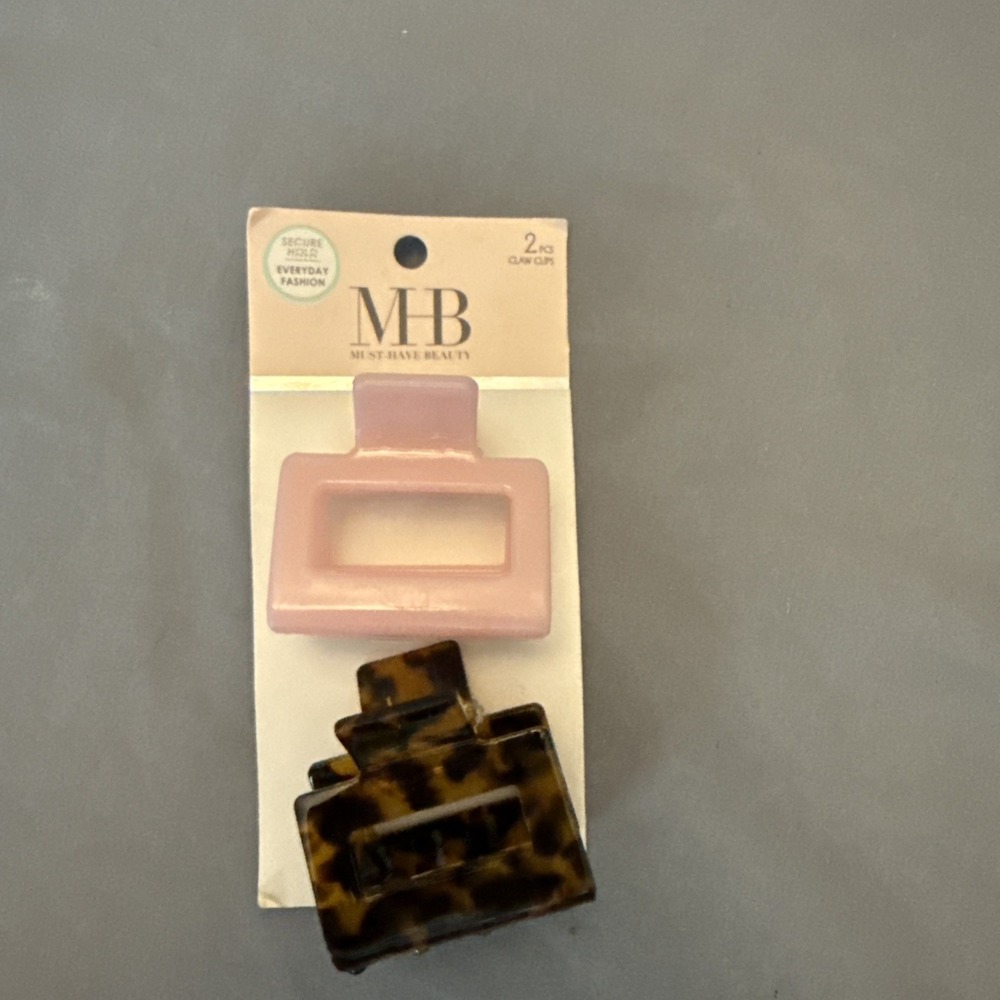 MHB Must-Have Beauty Hair Accessories 2PCS Acrylic Square Claw Clips:PINK,BROWN